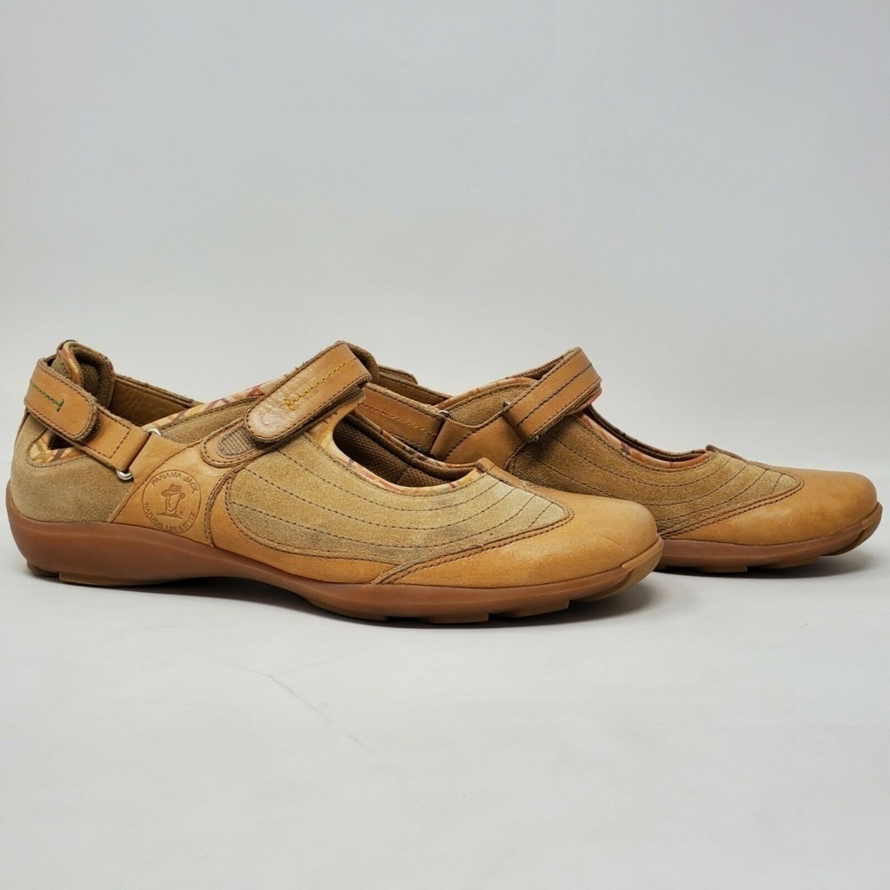 Panama Jack Leather Round Tan Mare Jane Flats 9.5